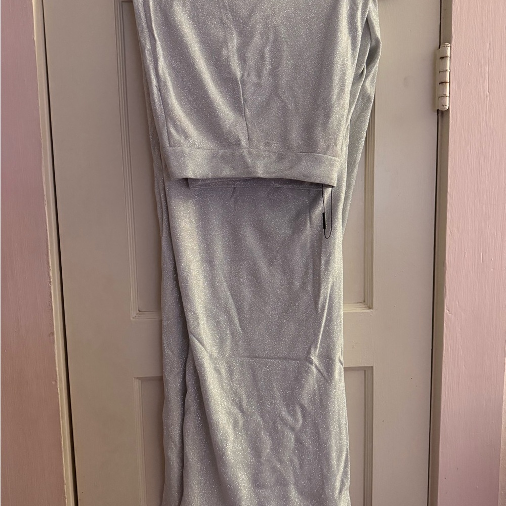 Fashion Nova Sparkling Silver Trousers